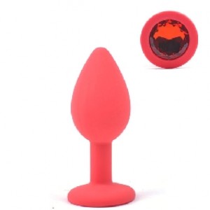 Anal Plug with Red Diamond Small Size Silicone